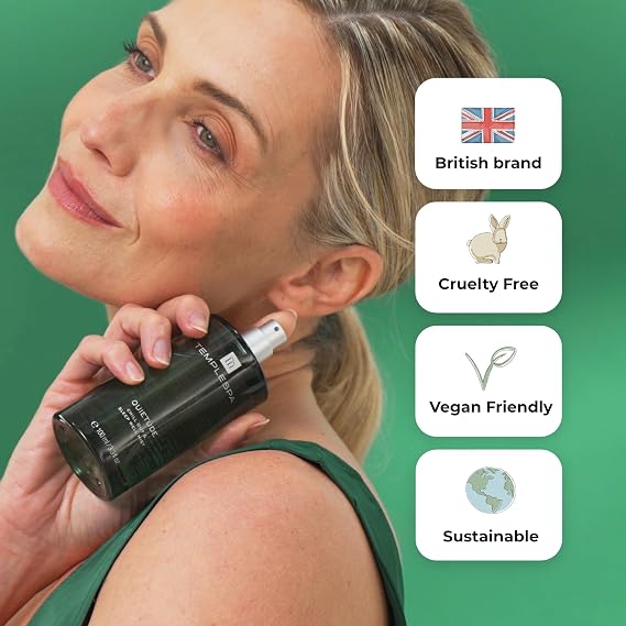 TEMPLESPA | QUIETUDE | Chill Out & Sleep Well Mist - Body Spray, Natural relaxation aid, Lavender, Vetivert, Cedarwood, Chamomile Fragrance, Natural Ingredients, Vegan 3.3 fl.oz.