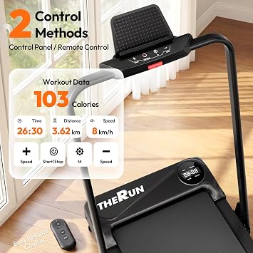THERUN 2-in-1 Treadmill Walking Pad Foldable 10 km/h Under Desk Home Office