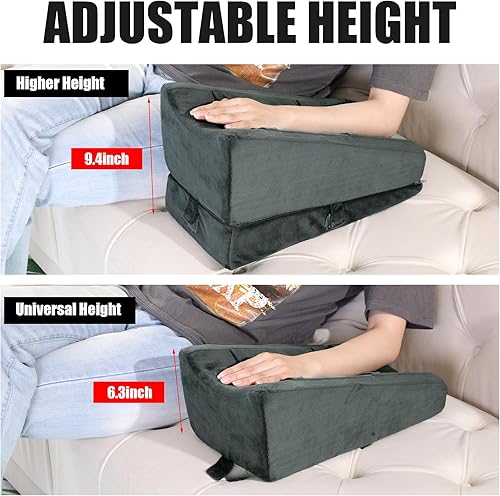 Miniatura 2 de BALAPET Almohada de elevación de brazo ajustable 2 en 1 con bolsillos, cojín ergonómico de cuña para apoyo poscirugía, almohada de refuerzo de