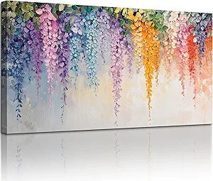 SERIMINO Wisteria Floral Wall Art, Colorful Wildflower Extra Large Artwork, Nature Botanical Prints Rustic Wall Decor, Modern Plant Landscape Pictures for Living Room Bedroom Dining Room 30"X60"