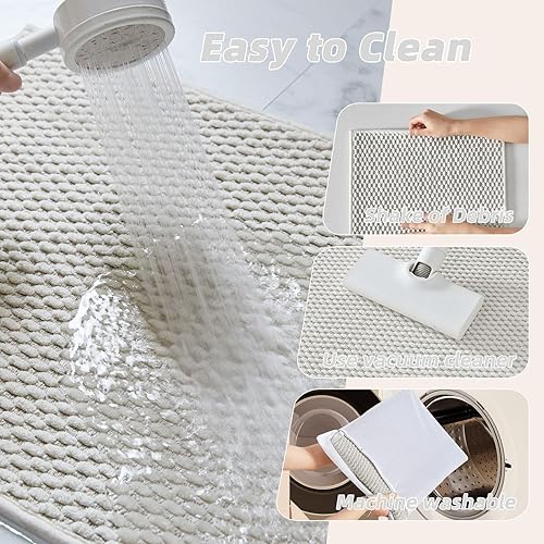 Miniatura 6 de Alfombras de baño de chenilla, antideslizantes, absorbentes, de secado rápido, delgadas, lavables, para suelo de baño, ducha, fregadero, color