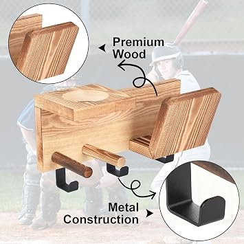 2 in 1 Baseball Bat and Glove Holder Wall Mount|Multi-Functional Baseball Bat Rack with Glove Display Shelf - Ideal Gift for Baseball Players,Boys