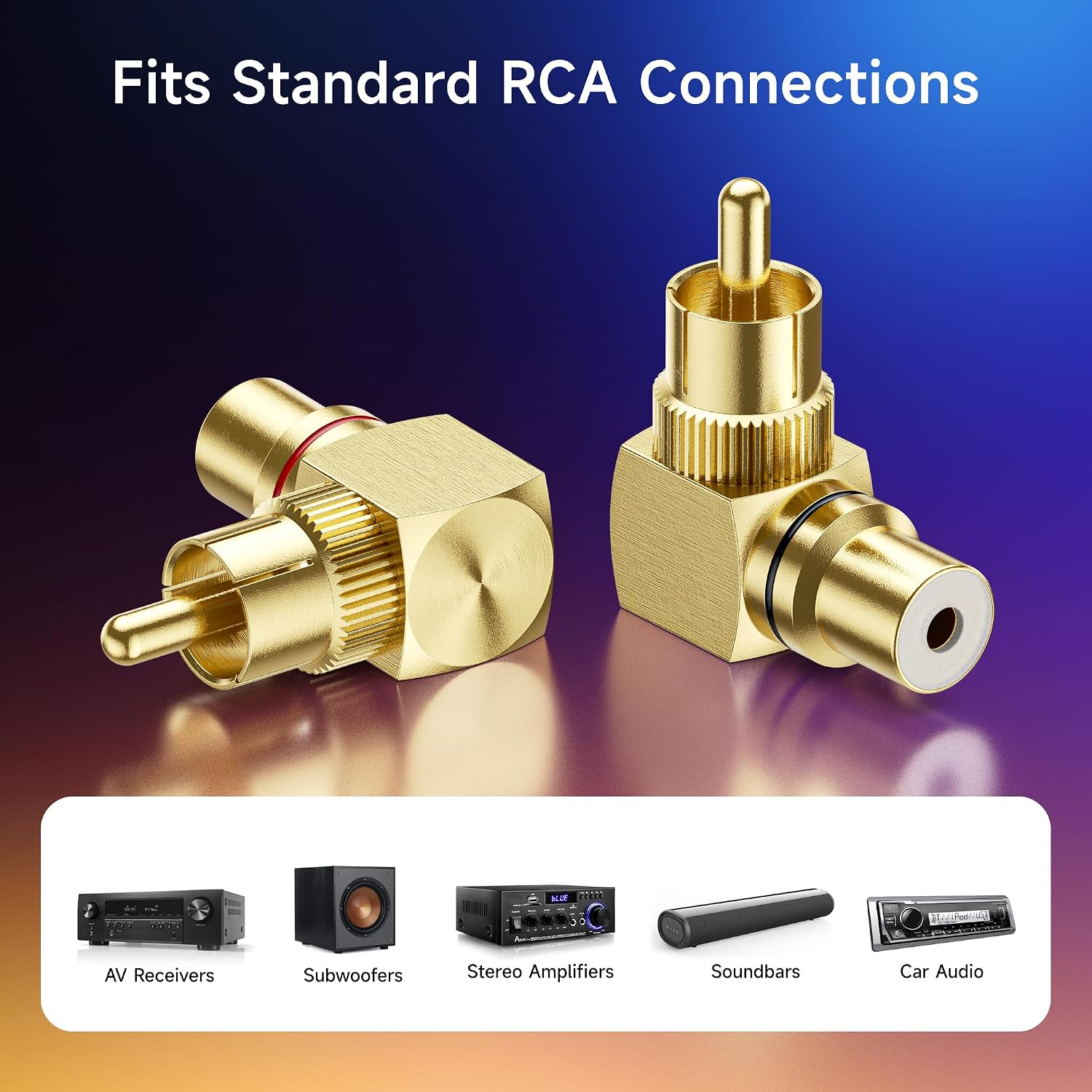 Cable Matters 2-Pack Right Angle RCA Adapter, 90 Degree RCA Adapter