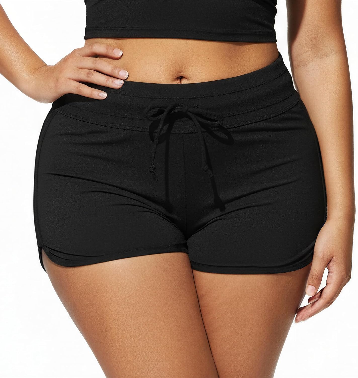 Wrakus Women's 3" Long Swim Board Shorts High Elastic Waisted Quick Dry Shorts