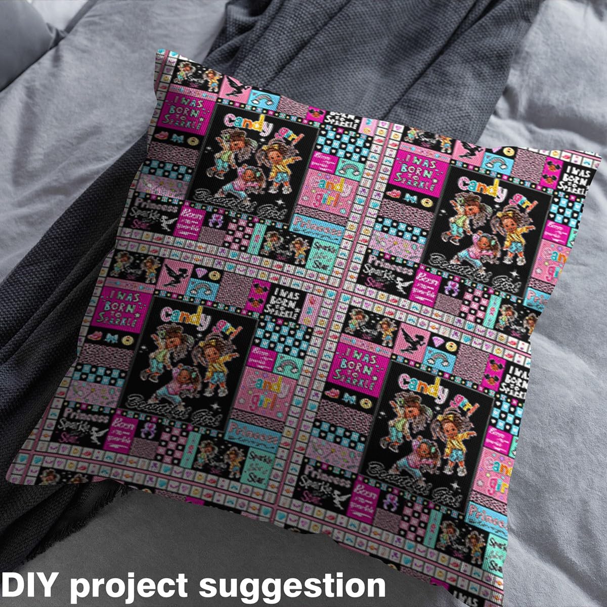 Loussiesd Schwarzes Mädchen Stoff 276x150cm Kinder African American Mädchen Patchwork Stoffe für Jungen Mädchen Dekor Schwarze Prinzessin Stoff Meterware für Stühle Nette Stoffpaket Dekor