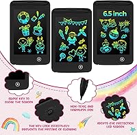 Vista 2 de Zhehao 8 tabletas de escritura LCD de 6.5 pulgadas, tablero de dibujo colorido educativo para niños de 3 a 6 años, regalos de oficina (negro)