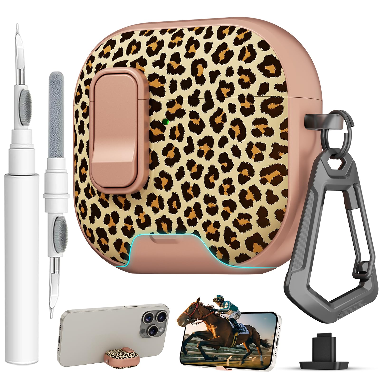 for AirPods 4 Case with Safty Lock &amp; Phone Stand,Cute Floral Pattern Style