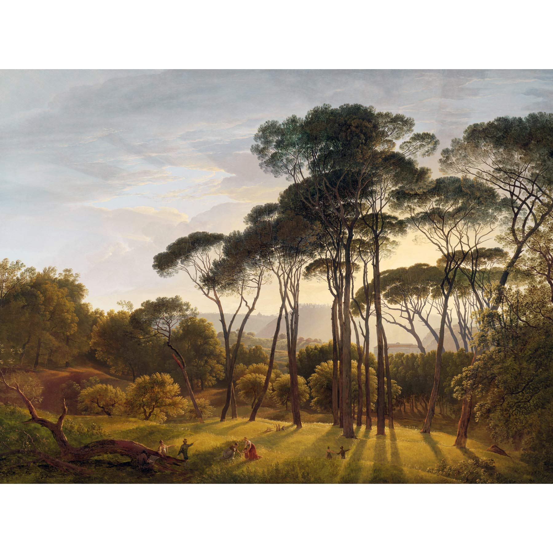 Artery8 Voogd Italian Landscape Umbrella Pines Painting Premium Wall Art Canvas Print 18X24 Inch