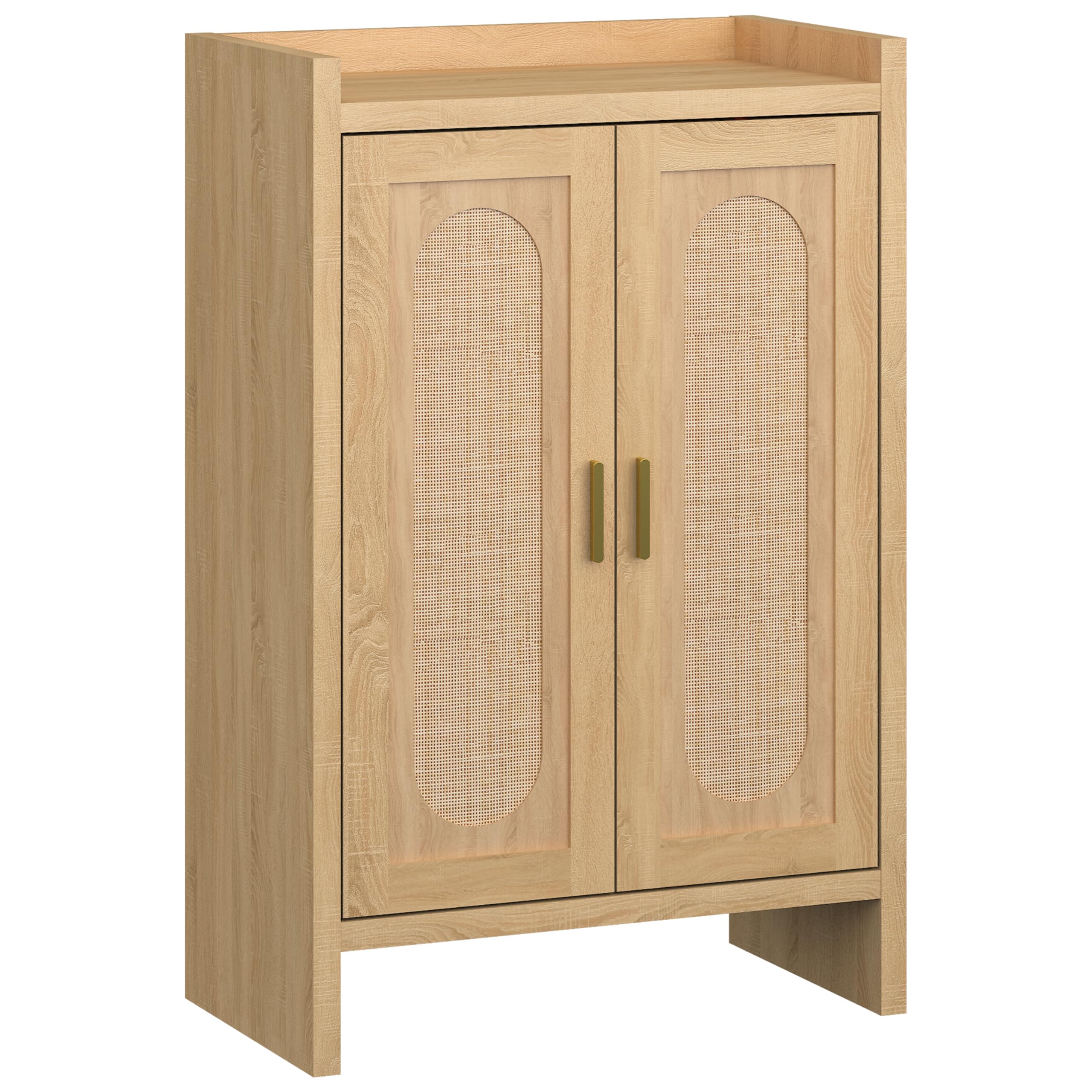 Panana 5/6 Layer Farmhouse Style Shoe Cabinet, Wooden Double Door Shoe Rack Entrance Door Freestanding Shoe Storage with Adjustable Shelves for Entry, Hallway, Corridor (Narrow Rattan Brown, 6 Tier)