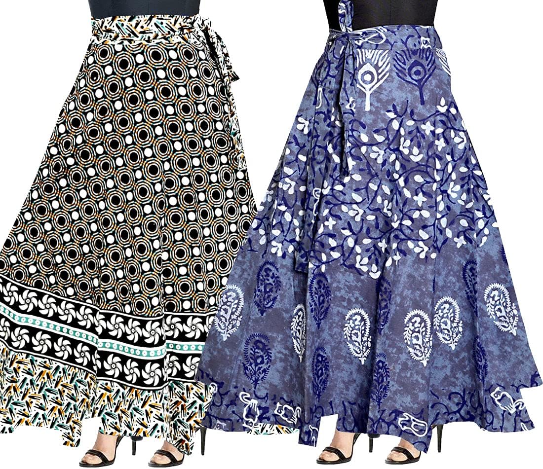Women Maxi Skirt (Pack of 2) (ComboSK_8434_Multicolored_Free Size)
