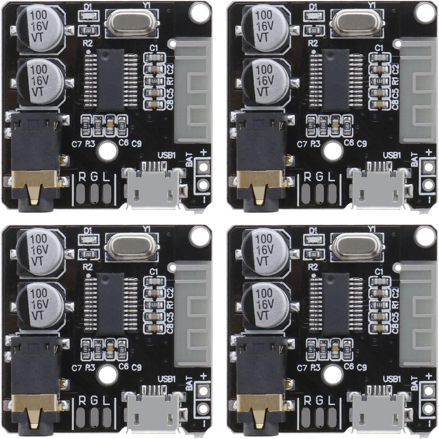 Lord of the Tools 4Pcs MP3 Bluetooth 5.0 Receiver Board Car Speaker Audio Amplifier 3.7V-5V Bluetooth Audio Receiver Decoding Board 3x3cm/ 1.18x1.18inch