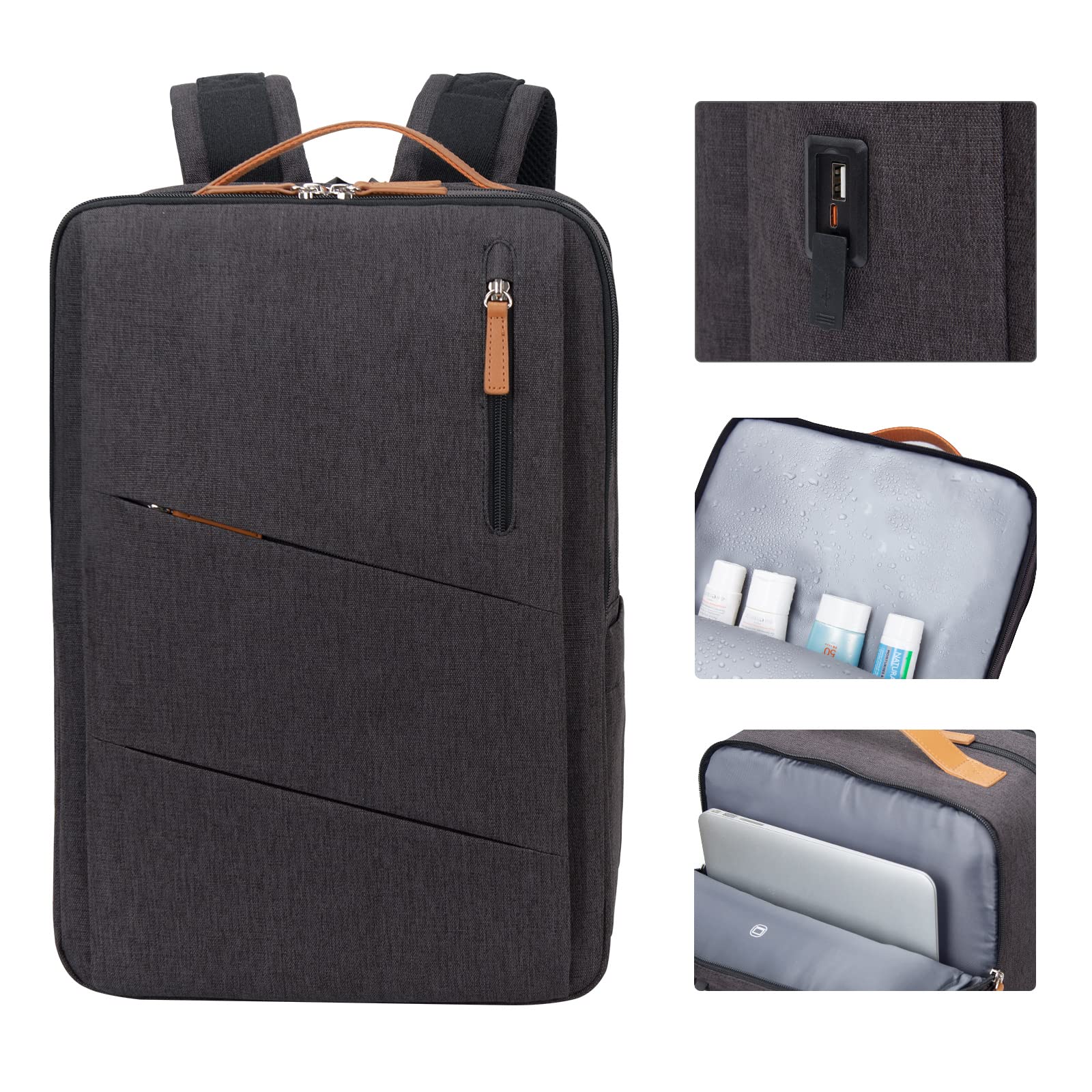 Hp hope Zaino da lavoro per uomo, zaino impermeabile da donna per zaino da scuola per laptop da 15,6 inch con porta di ricarica USB, zainetto antifurto da 22 litri per viaggi di lavoro, escursioni