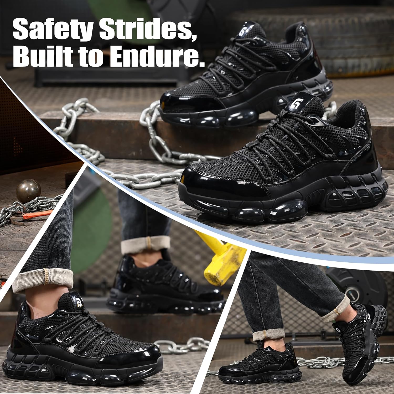 Steel Toe Work Shoes for Men Lightweight Safety Shoes with Puncture Resistant Sole Comfortable Construction Industrial Work Shoe for Warehouse