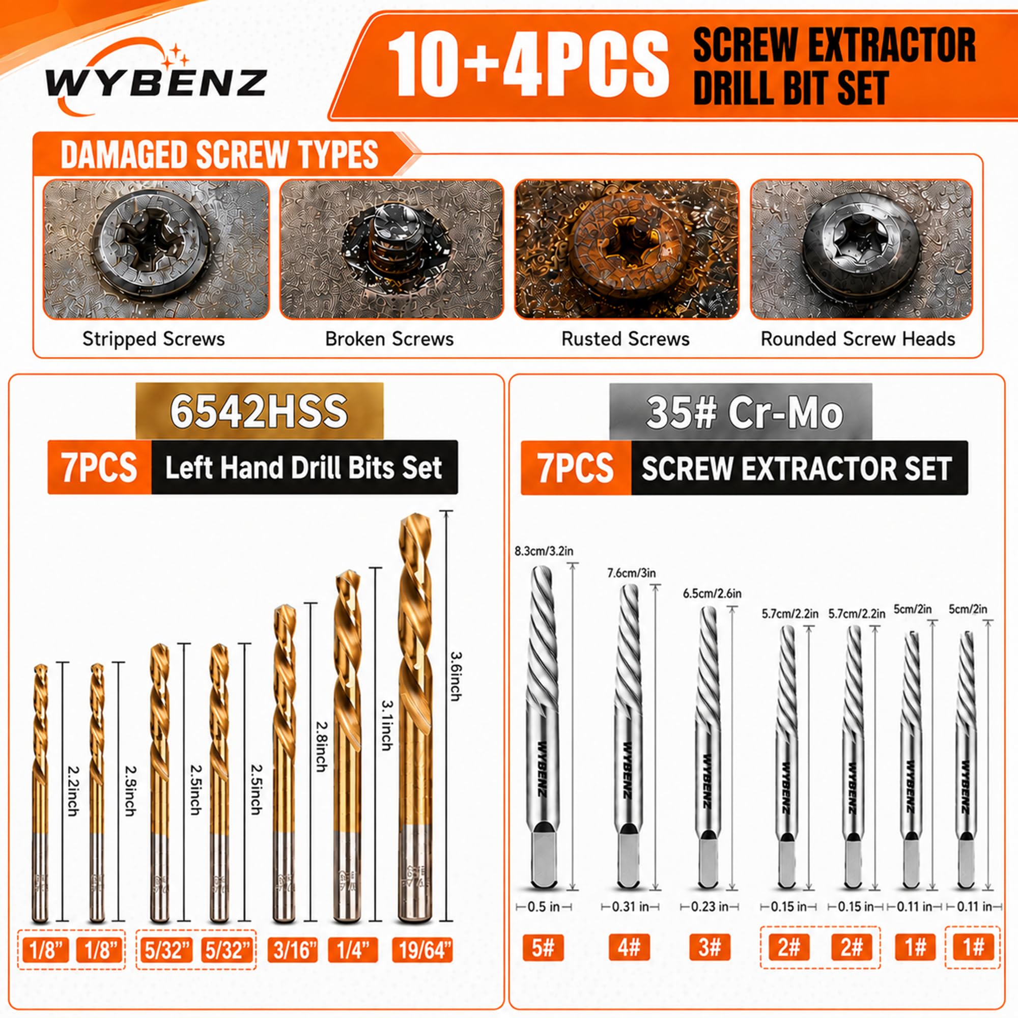 Screw Extractor Set - Easy Out Tool Kit -2