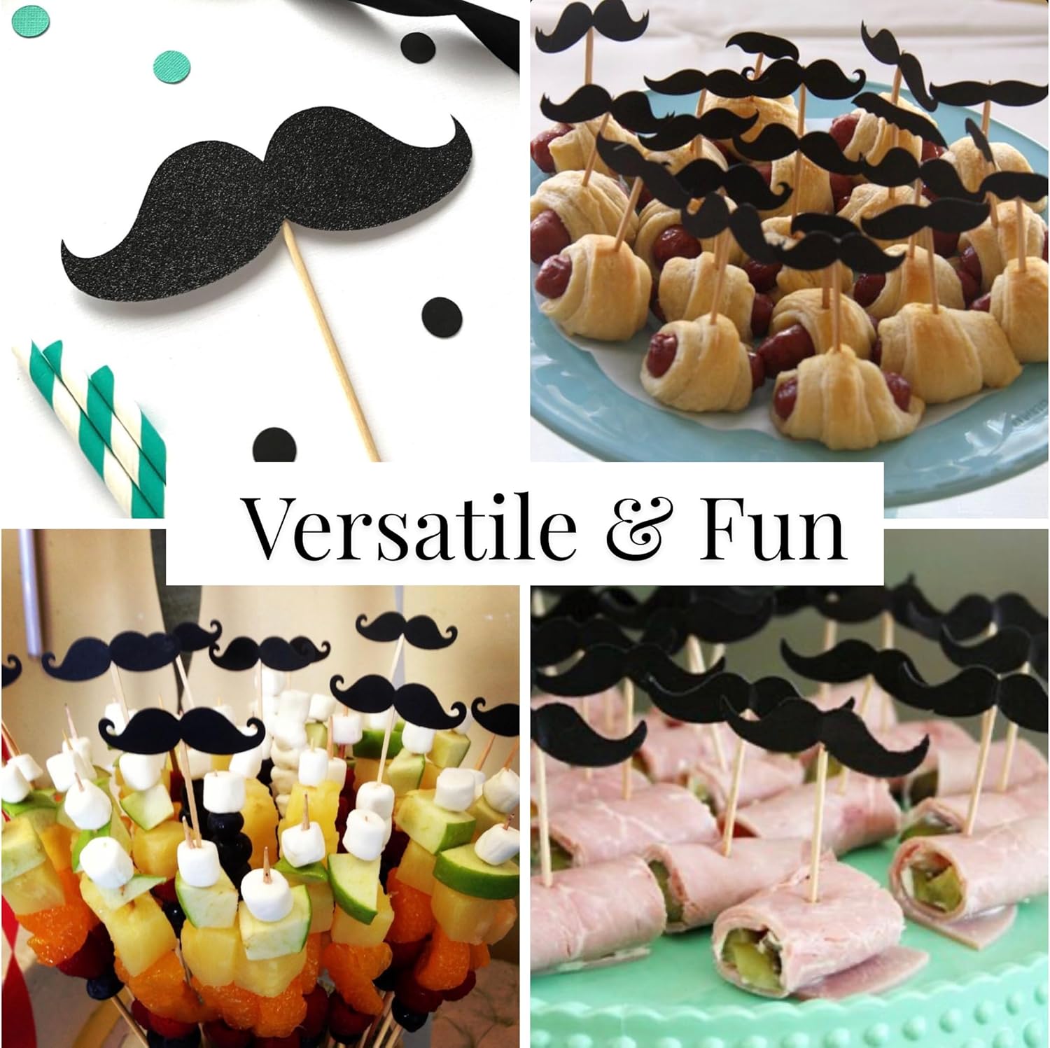 174PCS Mustache Party Decorations, 20 Guests -Large Mustache Decoration for Father's Day, Baby Shower, Men's Birthday, Little Man Theme Party, Graduation Decorations, Barber's Party, Bachelor Party