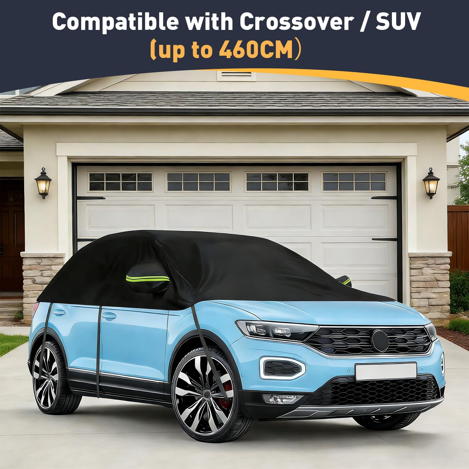 Semi copriauto di ricambio adatto per VW Tiguan SWB T-ROC T-Cross Renault Captur, universale, protezione solare mezzo garage impermeabile, semi-garage auto, resistente ai raggi UV, protezione da