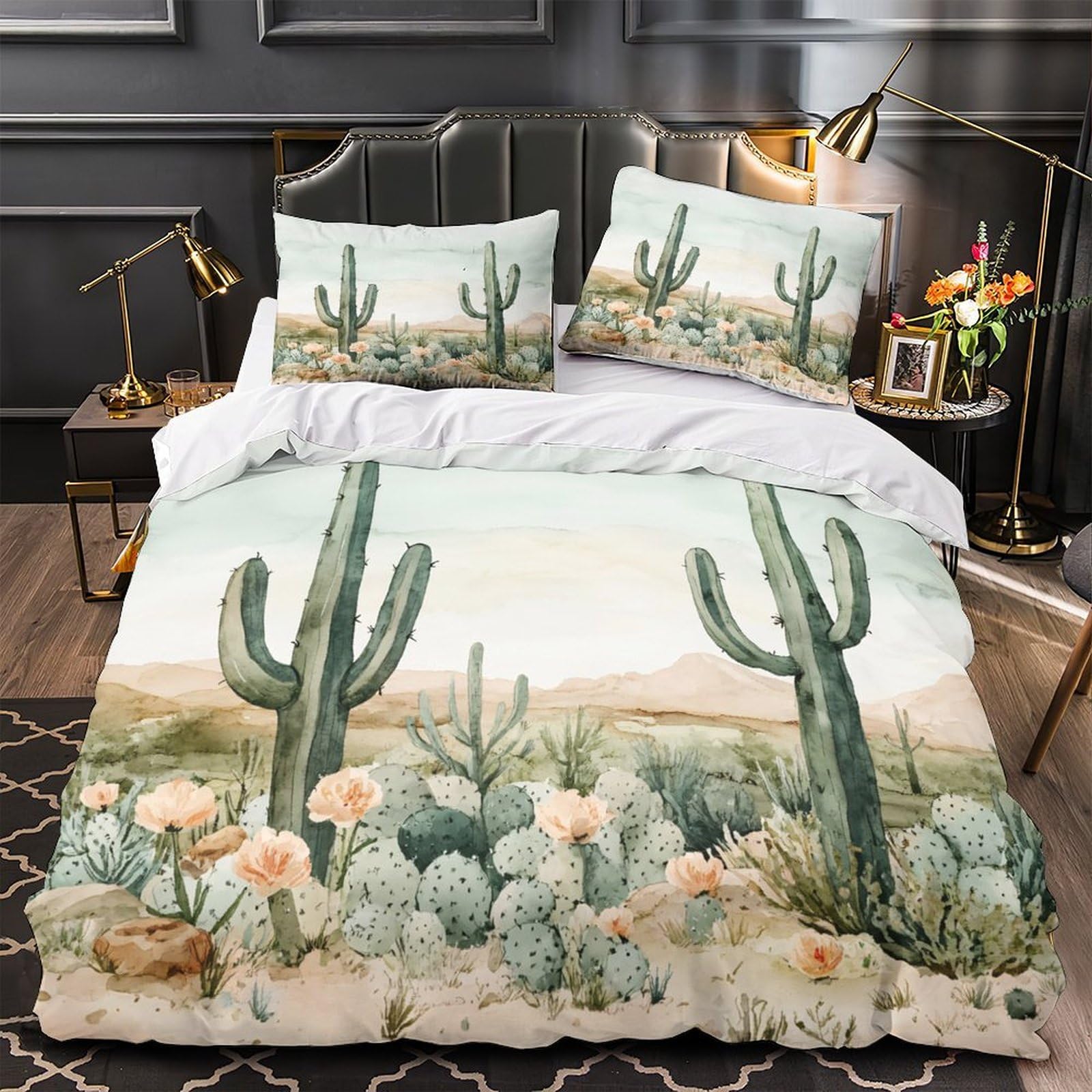Housse de couette 220x240 cerf effet 3D hypoallergénique en microfibre