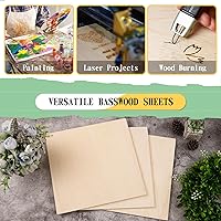 Vista 3 de Paquete de 12 hojas de madera de tilo de 12 x 12 x 1/4 pulgadas-6mm de grosor para manualidades, tableros de madera contrachapada sin terminar