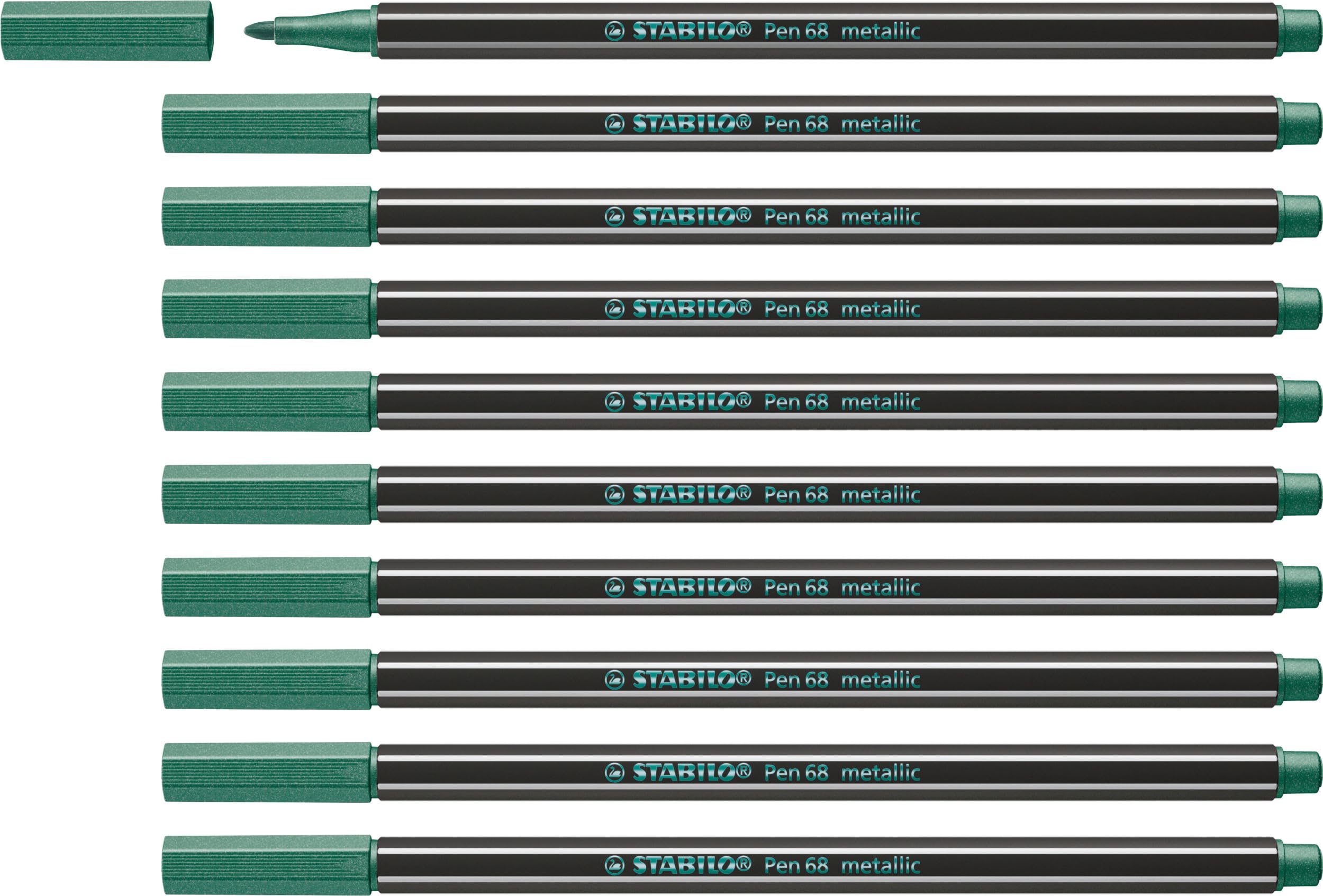 Metallic Premium Felt Tip Pen - STABILO Pen 68 Metallic - Box of 10 - Green