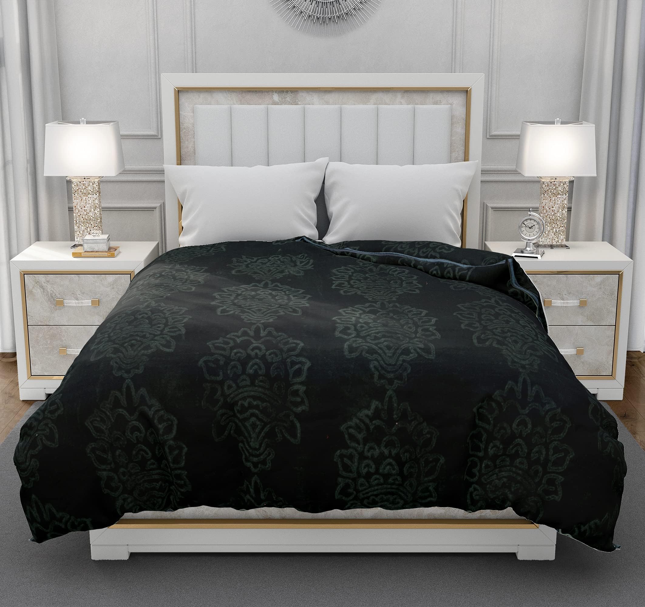 Floral Warm Soft Luxurious Mink Double AC Blanket (Grey)
