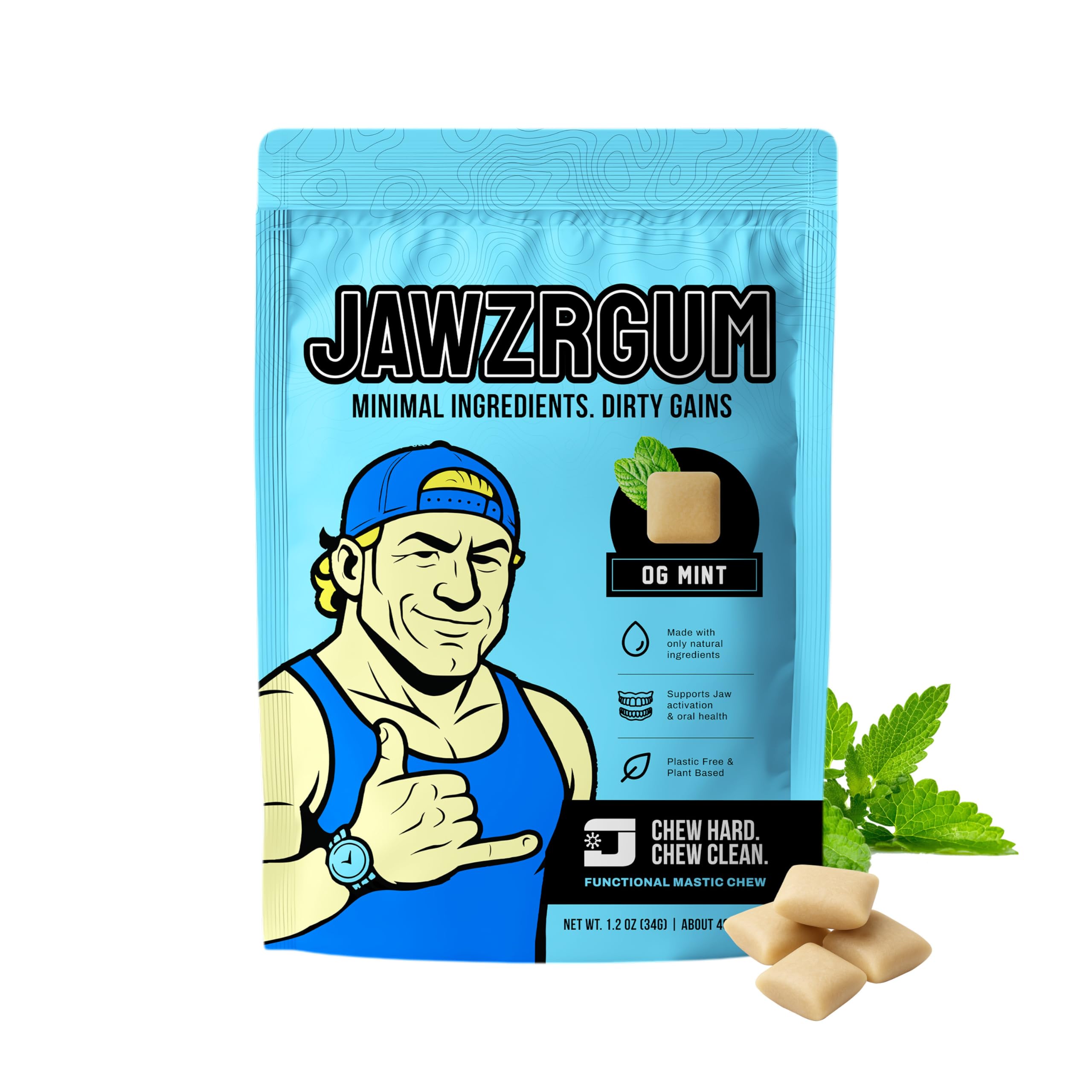 Jawzrsize OG Mastic Gum Organic - Mint Natural Mastic Chewing Gum Sugar-Free Jawline exerciser Strengthening Formula with NAHA