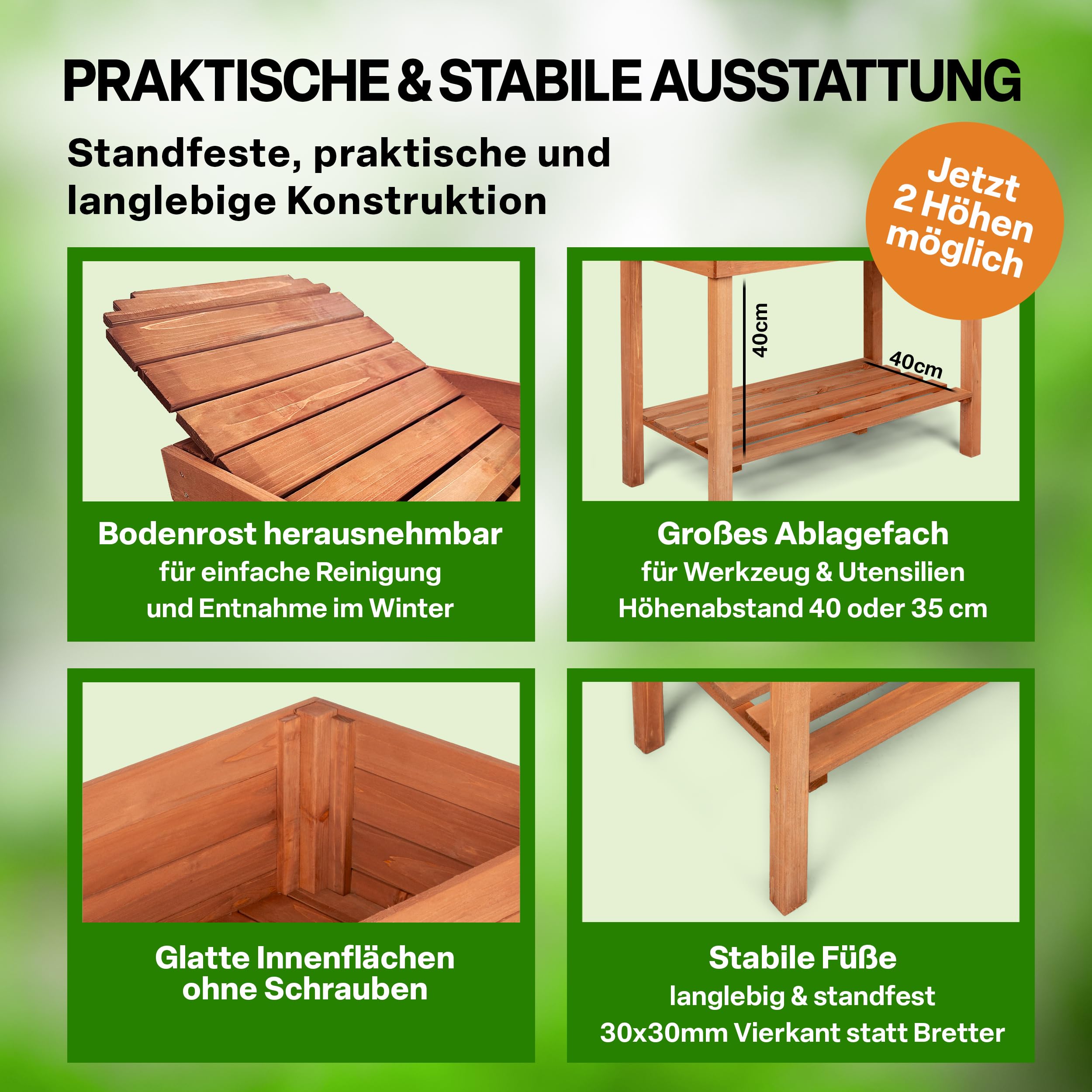 Fioriera Rialzata Da Balcone XL 120x40x80cm - Legno Di Abete Con Pellicola, Per Orto E Fiori - Foto 4