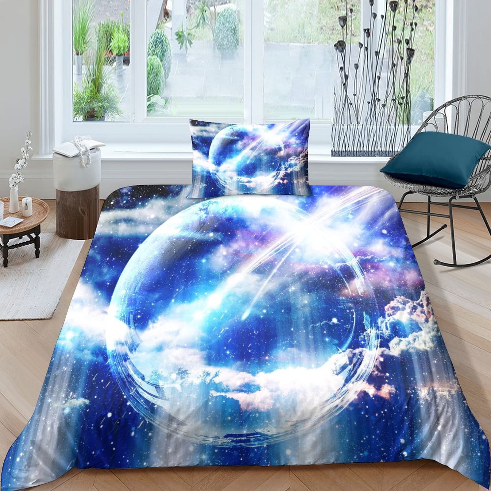 Ensemble de literie 3D avec housse de couette anime et taie d'oreiller single 135x200cm pour ado