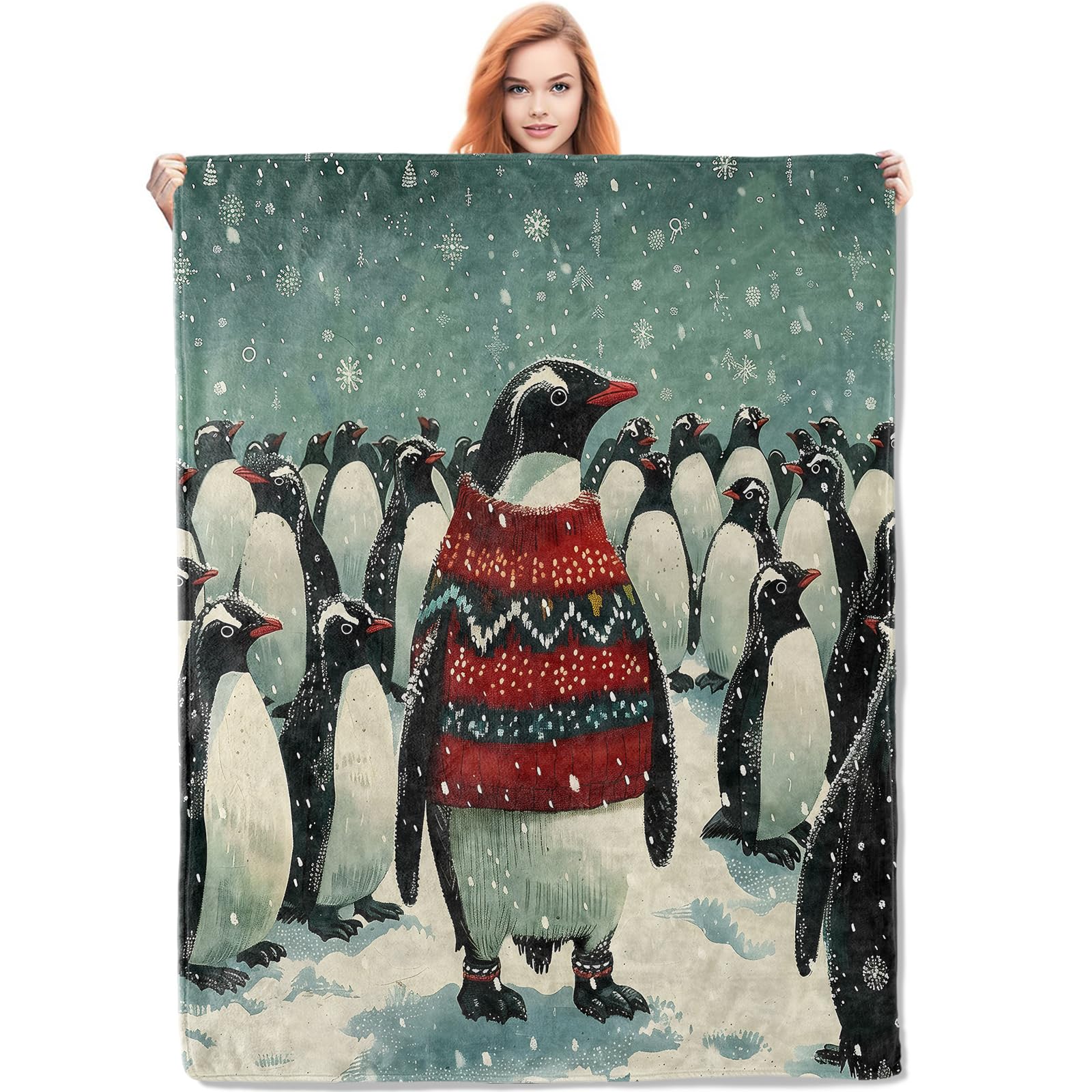 Couverture pingouin coloré, le cadeau de Noël idéal pour femme et enfant