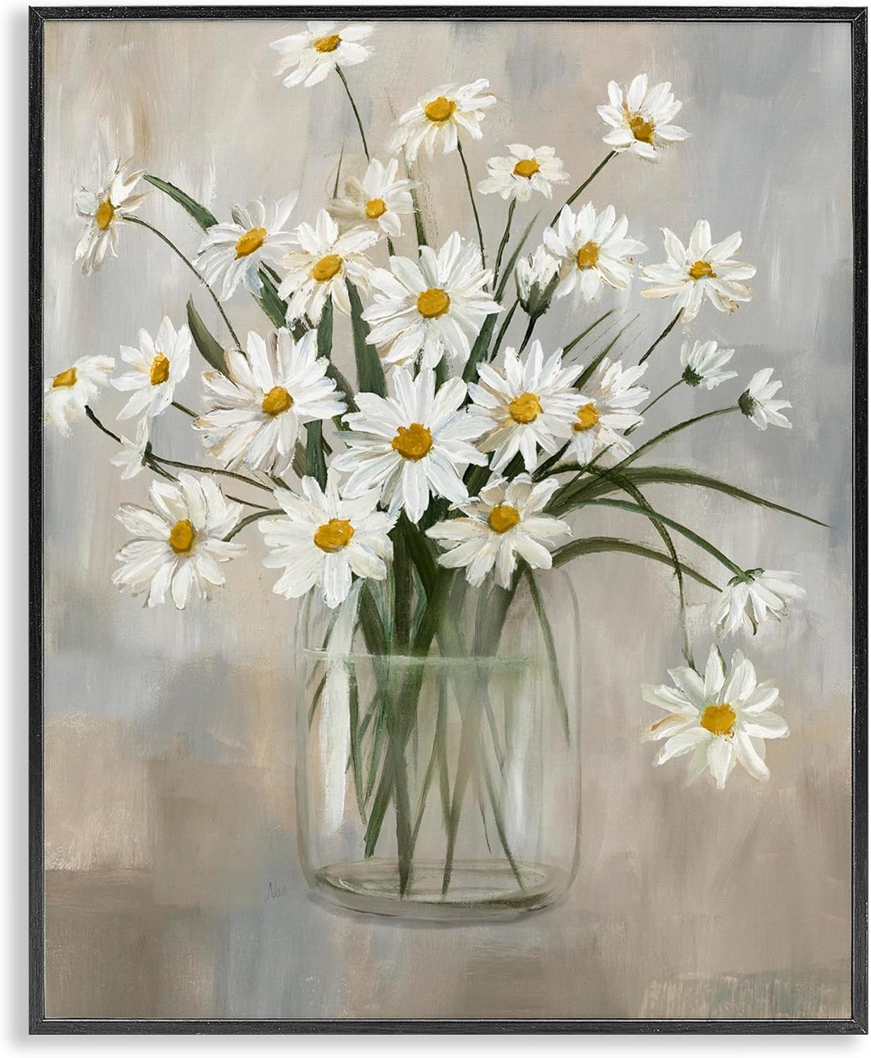 Stupell Industries Daisy Bloom Bouquet Potted Flowers Abstract Pattern Framed Giclee Art Design by Nan Black Framed 24 x 30