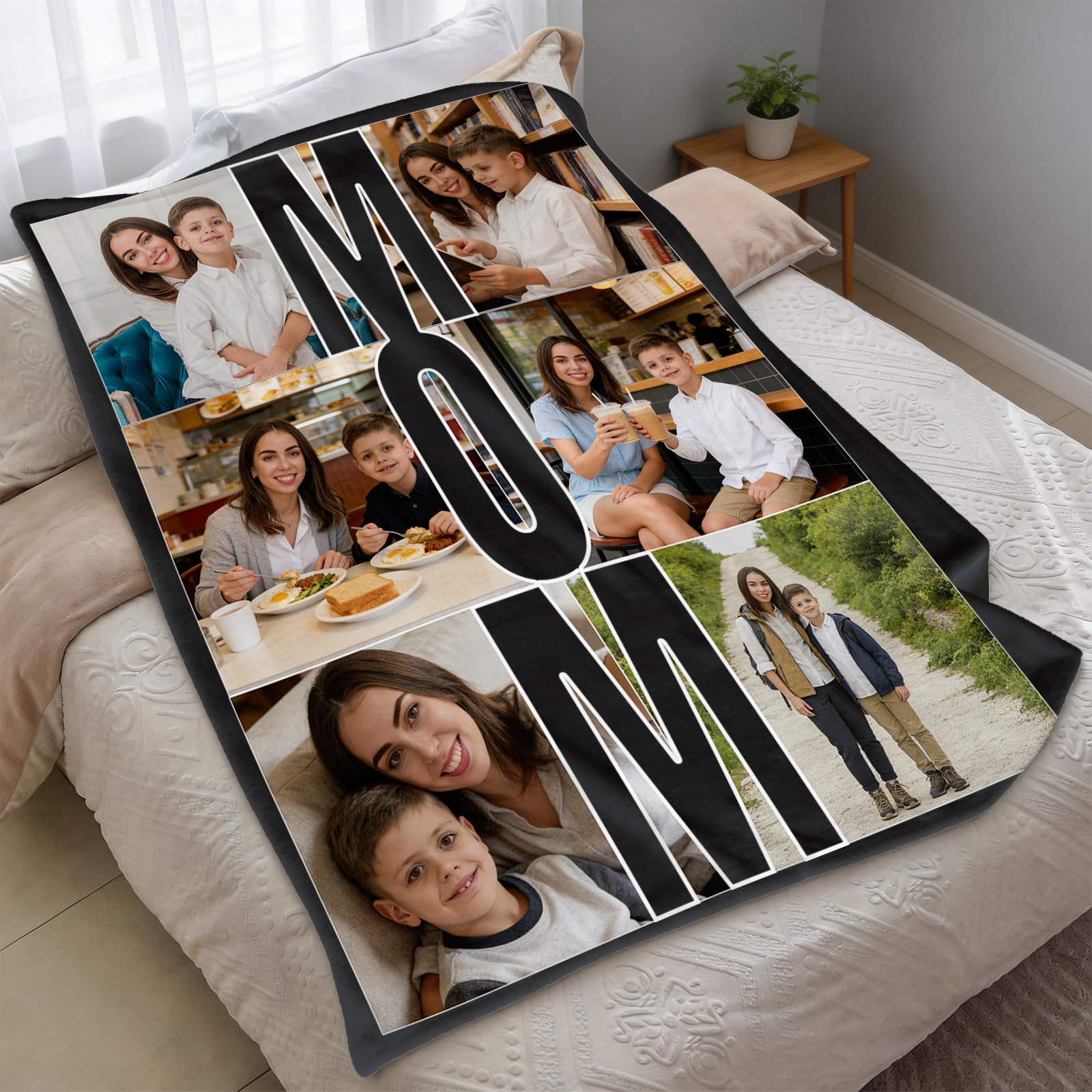 Custom Mom Blanket Throws with Picture, Personalized Blankets Photo Gifts for Mama, Grandma, Wife, Mother's Day, Birthday Gift - 3