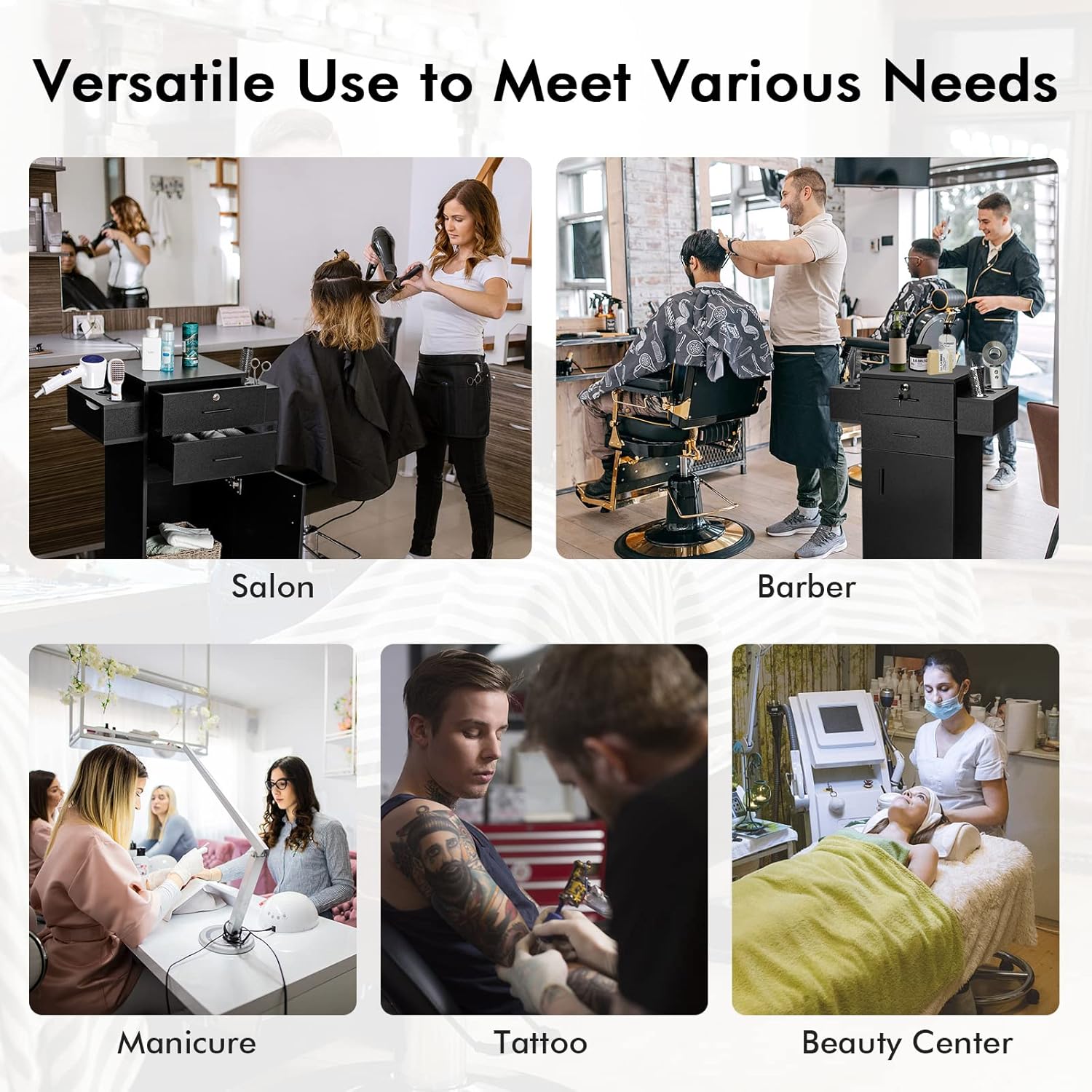 Giantex Salon Storage Cabinet, Locking Hair Styling Storage Organizer with 2 Drawers, 6 Hair Dryer Holders, Wooden Beauty Salon Spa Barber Station Hairdressing Equipment, Black (1)