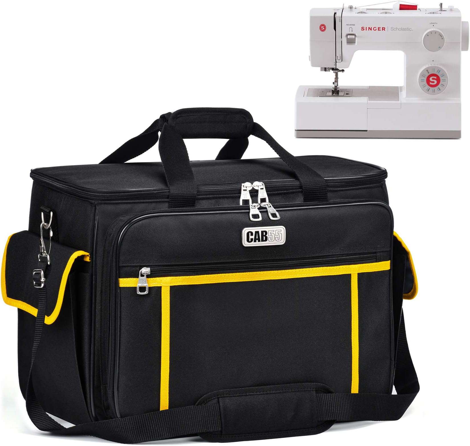 CAB55 Sewing Machine Case, Sewing Machine Carrying Bag with Removable Padding Pad, Tote Bag for Sewing Machine and Extra Sewing Accessories, Black (17"x13"x14")