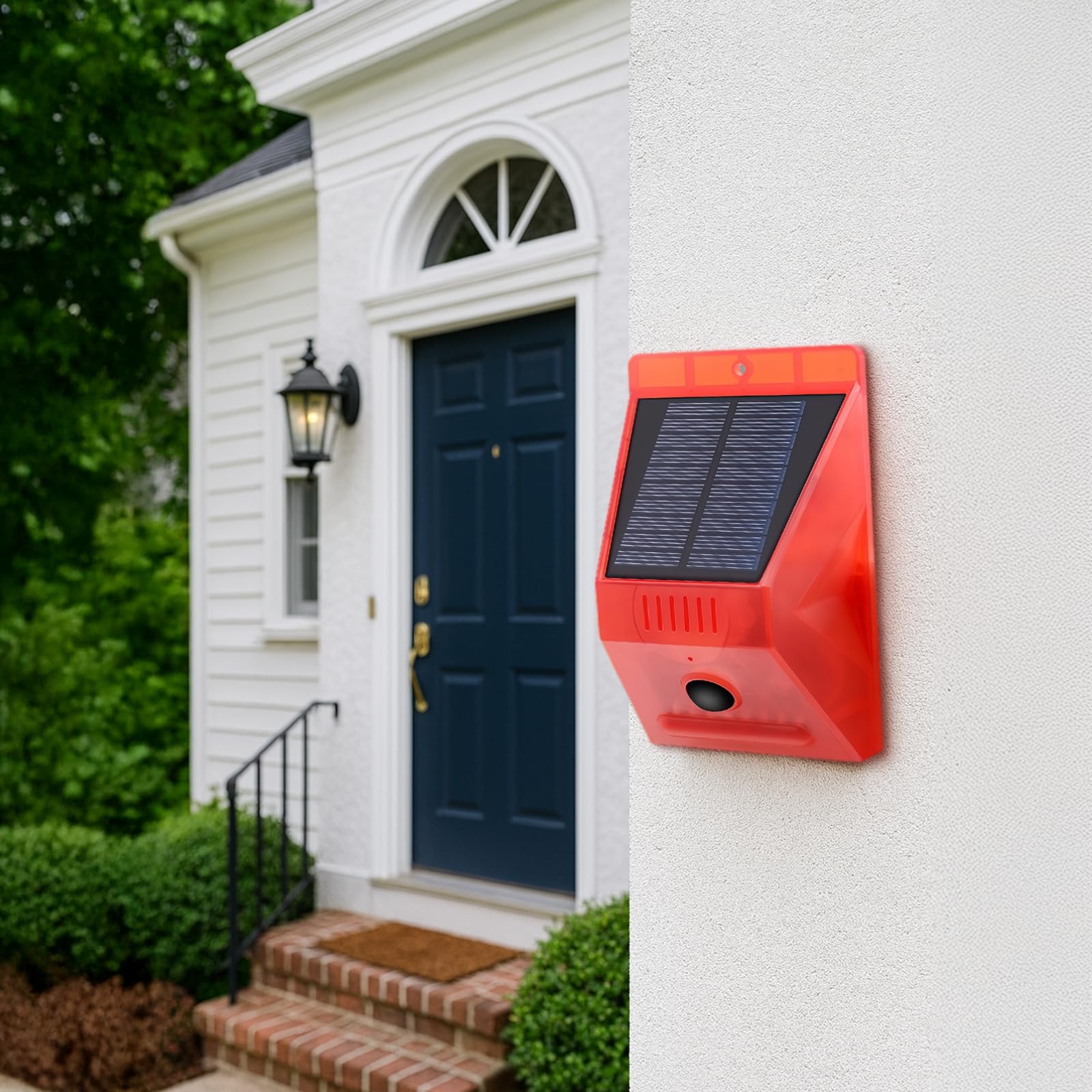 Solarny alarm z czujnikiem ruchu, oświetlenie zewnętrzne, dźwięk 129 dB, miganie LED, wykrywanie 315 cali (8 m), podwójne ładowanie, wodoodporna i pyłoszczelna, ochrona domu, podwórka, garażu