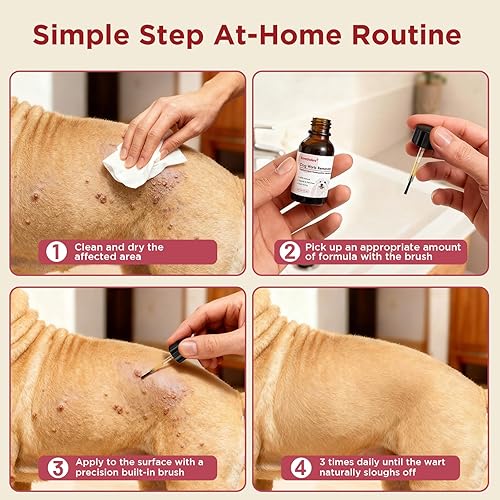 Miniatura 7 de Enredadera Removedor de verrugas para perros con cepillo integrado, fórmula natural aprobado por veterinarios, eliminación de verrugas y marcas