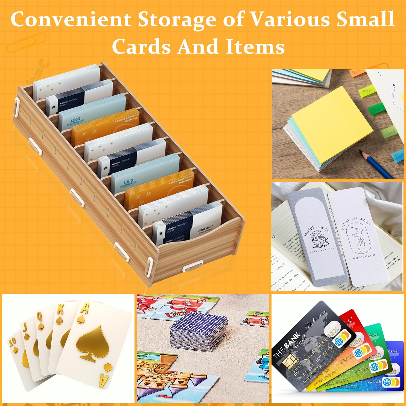 Karteikarten Boxen Holz,Karteikarten Box,Lroße Index Box mit 10 Fächern,9 Herausnehmbar Trennwänden,32x13x6cm Lernkarteibox Holz,für Büro,Schulen Und Heim,Visitenkarten & Büroorganisation