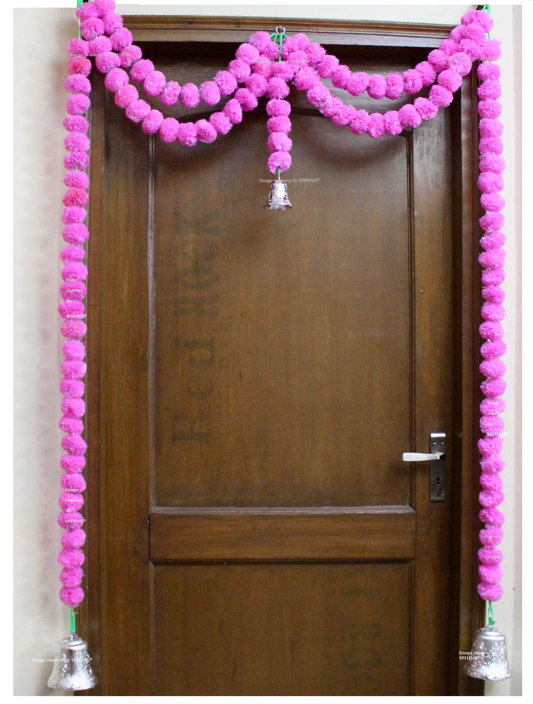 SPHINX ARTIFICIAL MARIGOLD FLUFFY FLOWER GARLANDS DOOR TORAN SET/DOOR HANGINGS -DARK PINK