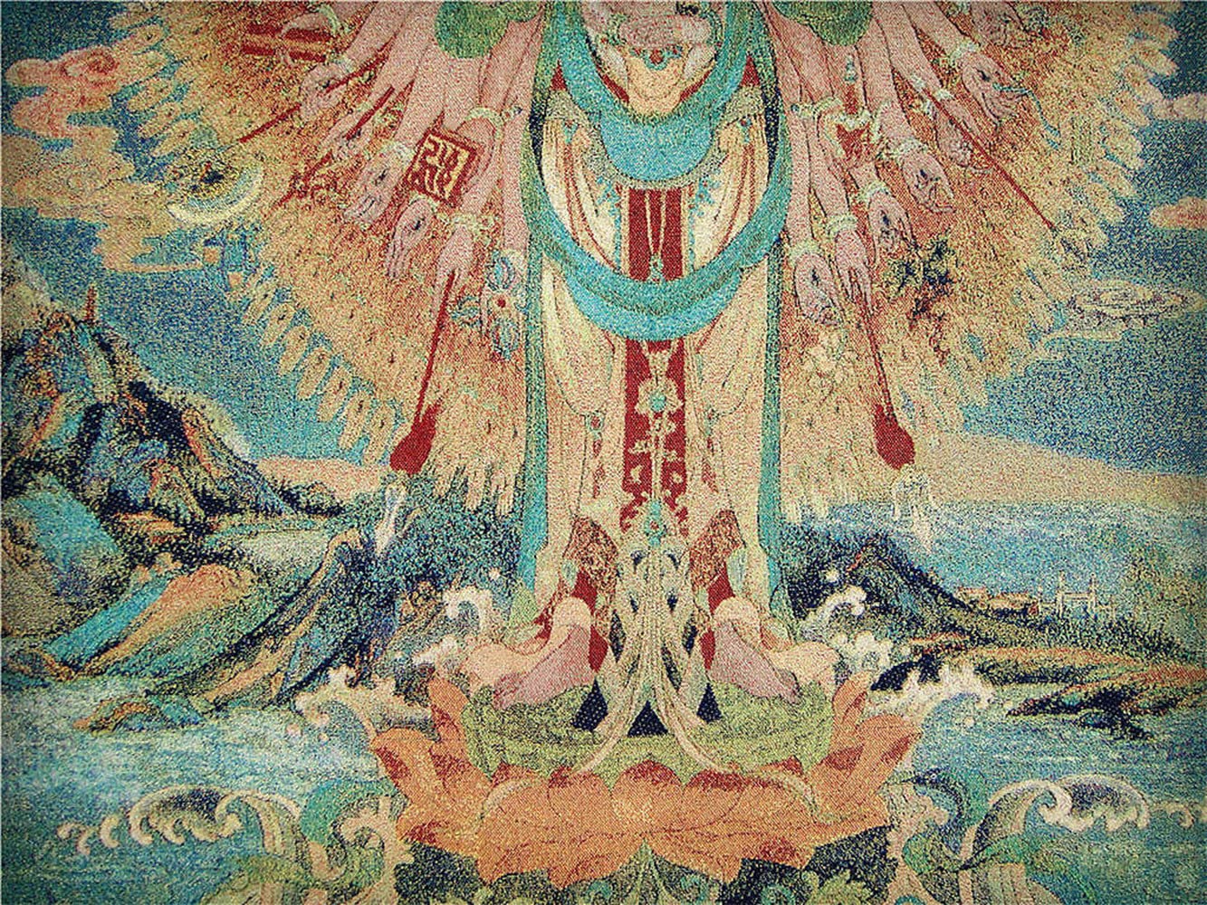 置物 Thanka XIALON Mural tibetano de seda Thangka Tangka de 90 cm Estátua de