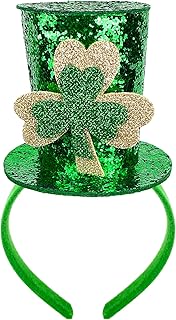 Green Shamrock Mini Top Hat Headband Leprechaun Hats for St. Patrick's Day Carnival Party Halloween Cosplay