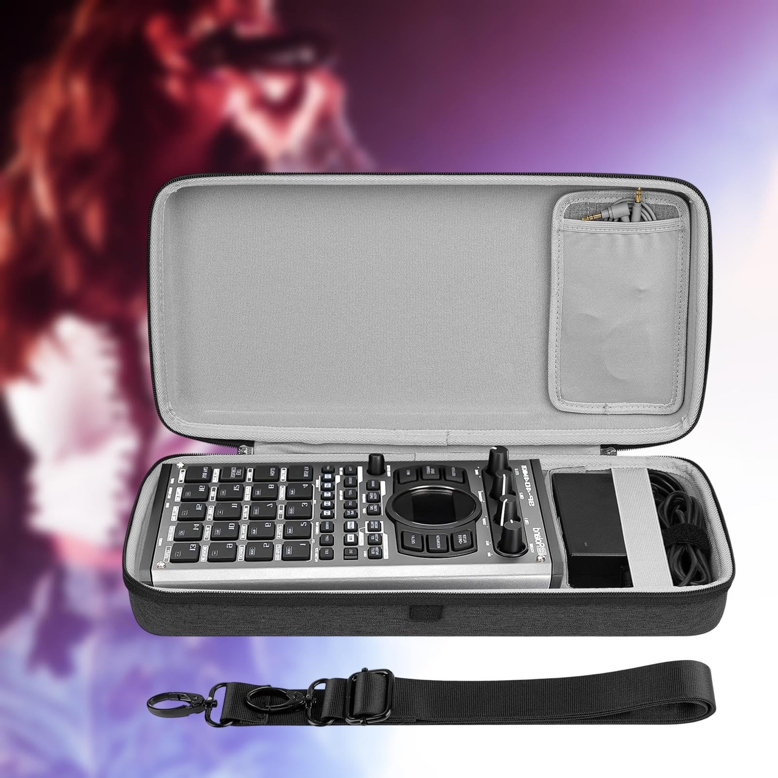 Custodia per Interfaccia Audio, Borsa per Mixer Audio, Maniglia Superiore ad Alte Prestazioni, Robusta Tracolla Regolabile Nera, Custodia per Campionatore, 41 x 20 x 9 Cm