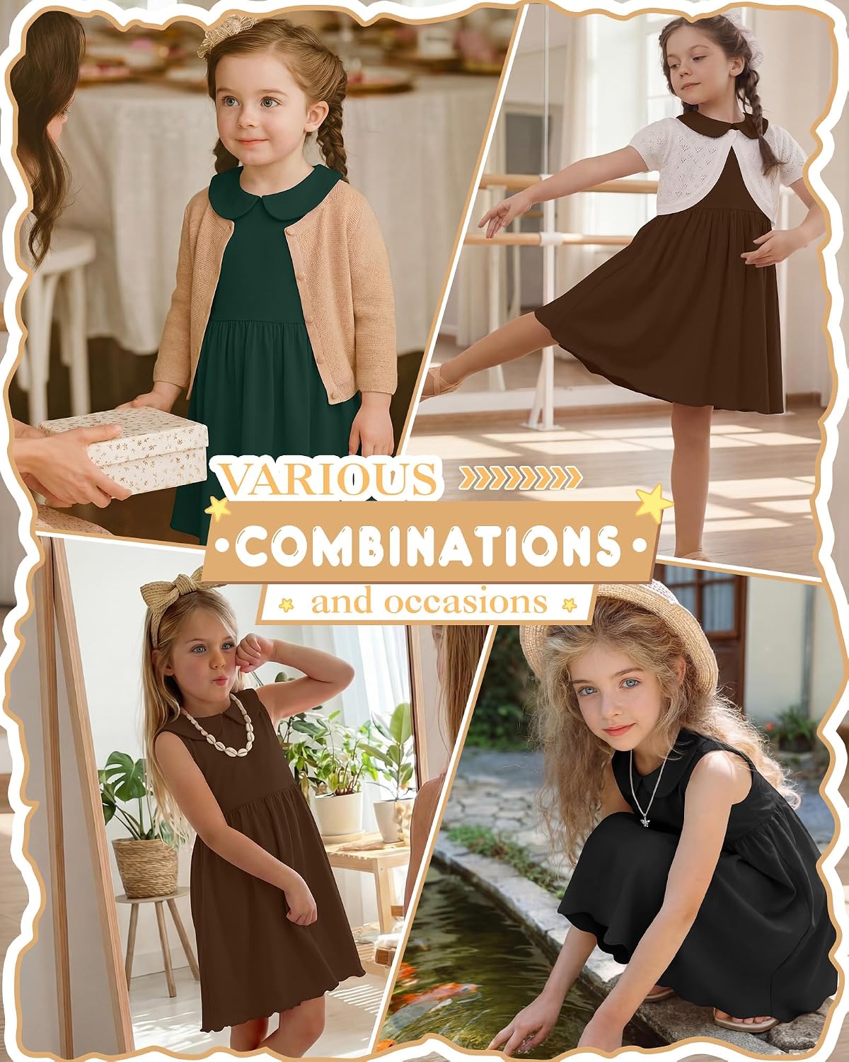 Oakgarden 3 Pack Girls Sleeveless Dresses