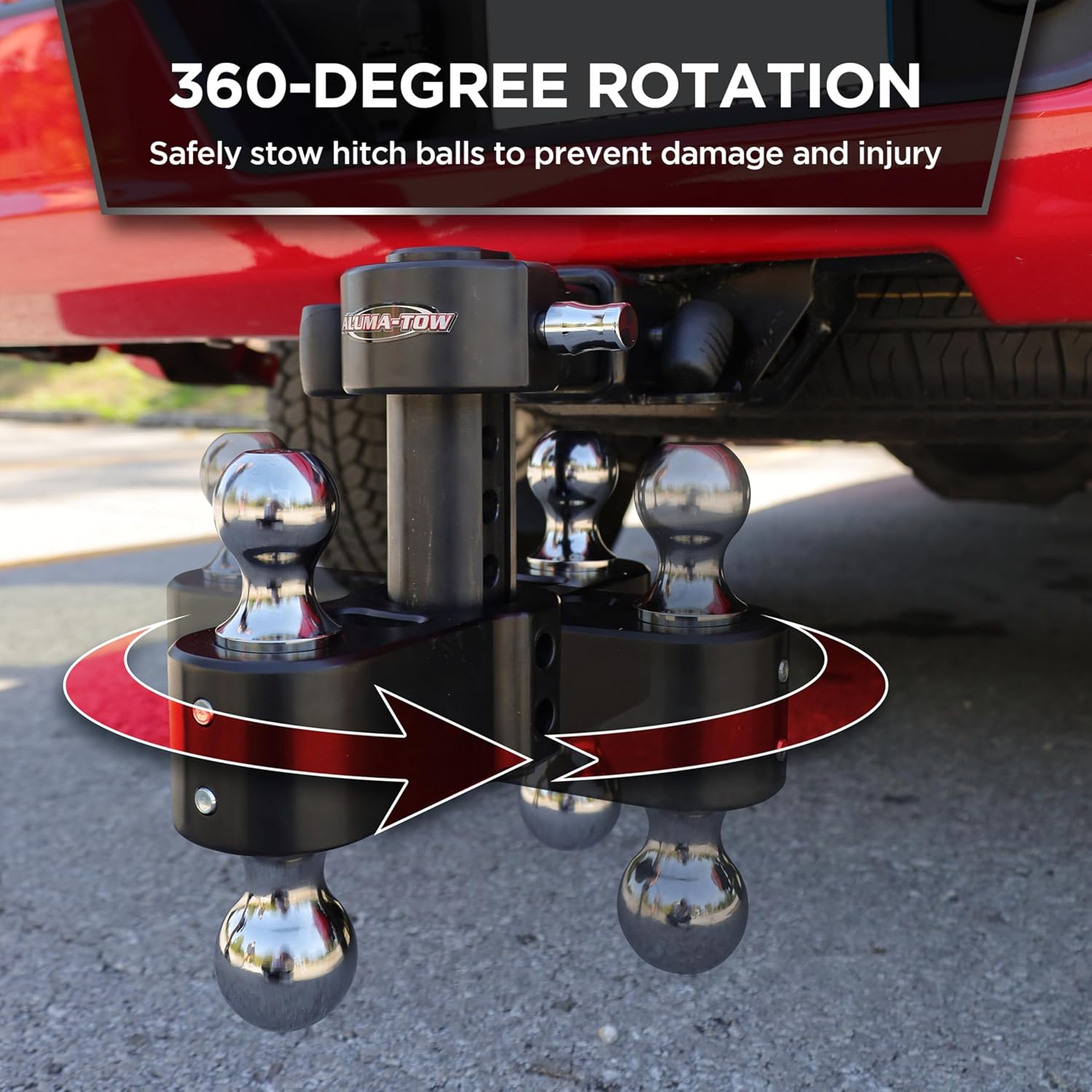 Aluma-Tow UT623361 360° Adjustable Trailer Hitch for 2" Receiver, Heavy Duty Aluminum Tow Hitches 15000 lb. GTW for Truck 6" Max Drop - Black