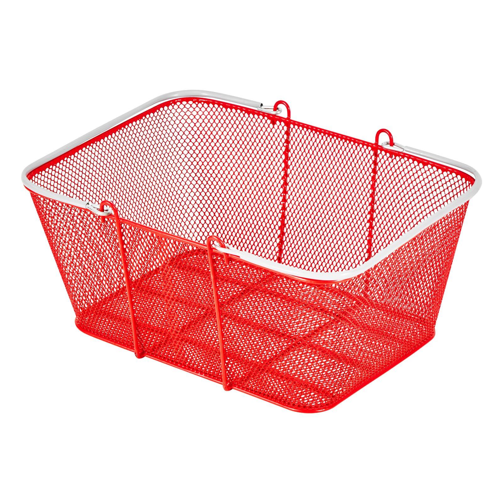 VEVOR Cestini per la Spesa Cestini per la Spesa in Metallo Impilabili da 22 Litri con Manici Portatili per Generi Alimentari, Vendita al Dettaglio, Supermercati, Uso Domestico, Rosso,12 Pezzi