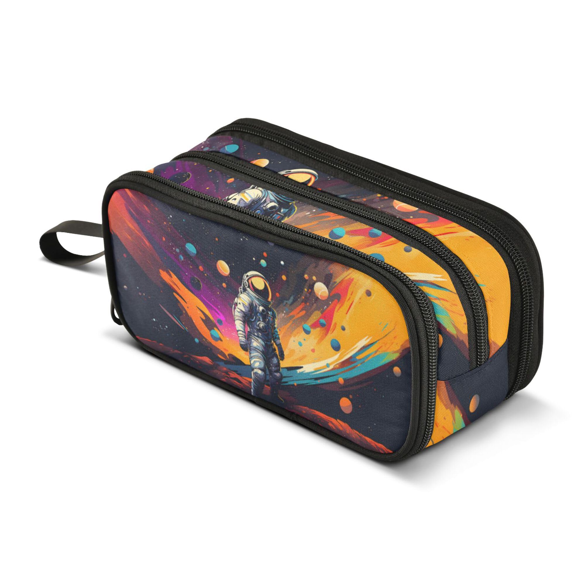 ALAZA Large Pencil Case, Big Capacity Pencil Bag Pen Pouch Holder 3 Compartments,Astronaut Starry Sky School Office Supplies Stationery Makeup Bag Storage Organizer for Students Girls Boys Women Men — image 1