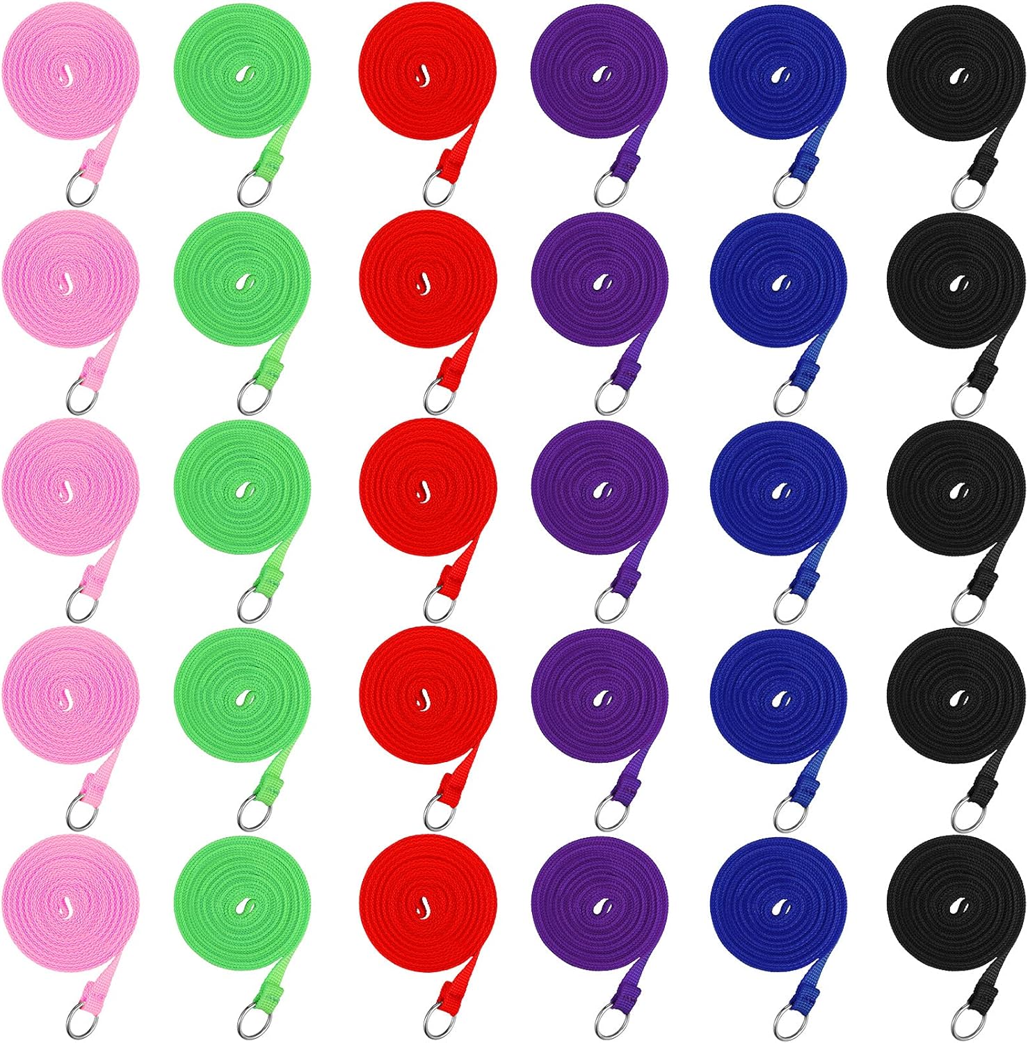 30 Pieces Slip Leads Dog Leash Pet Rope Strong Pulling Kennel Leads with O-Ring Durable for Dogs Walking Training (Black, Pink, Red, Green, Blue, Purple)