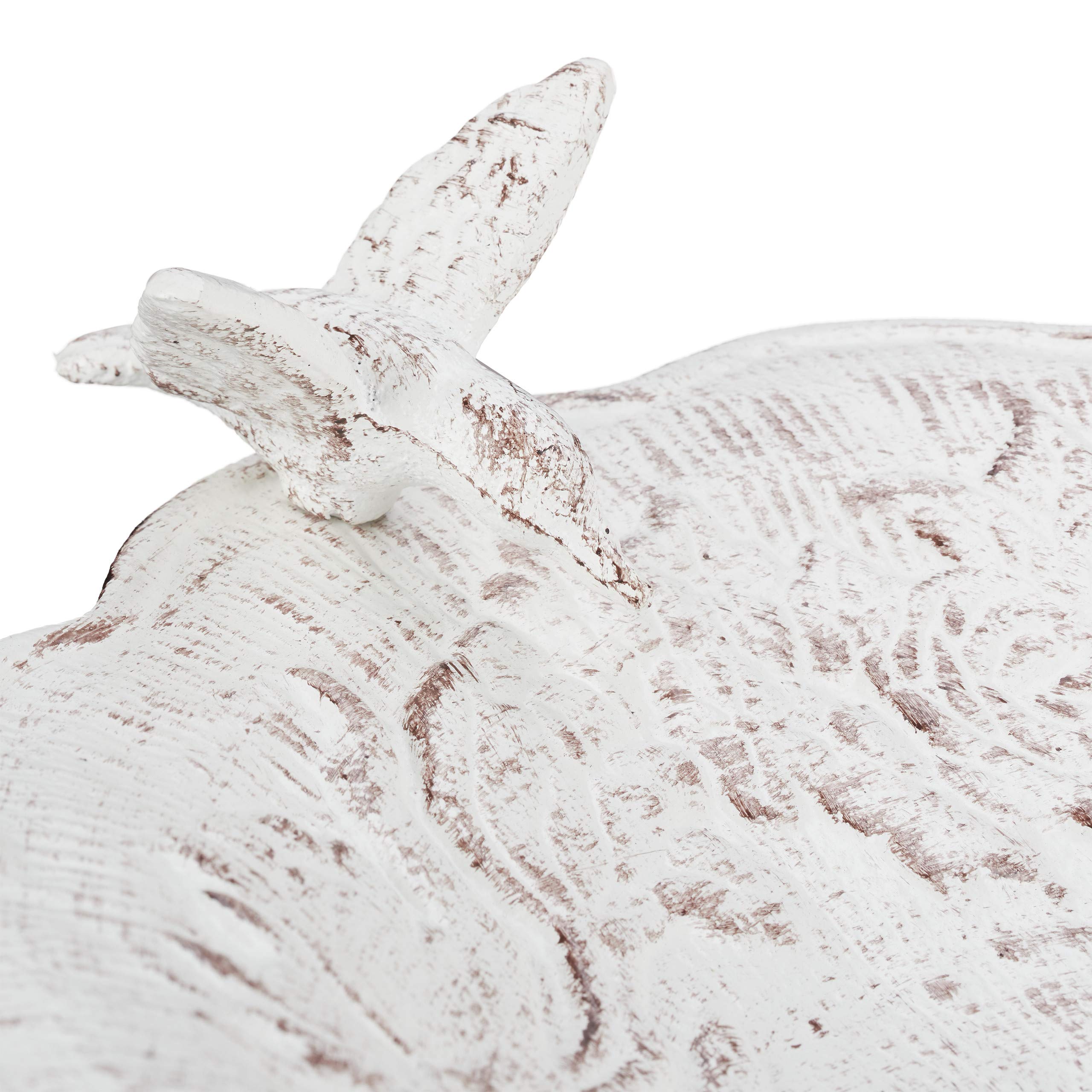 Relaxdays Vogeltränke Gusseisen, Vogelbad mit Ständer, Wildvogeltränke für Garten, antikes Design, 74,5 cm hoch, weiß