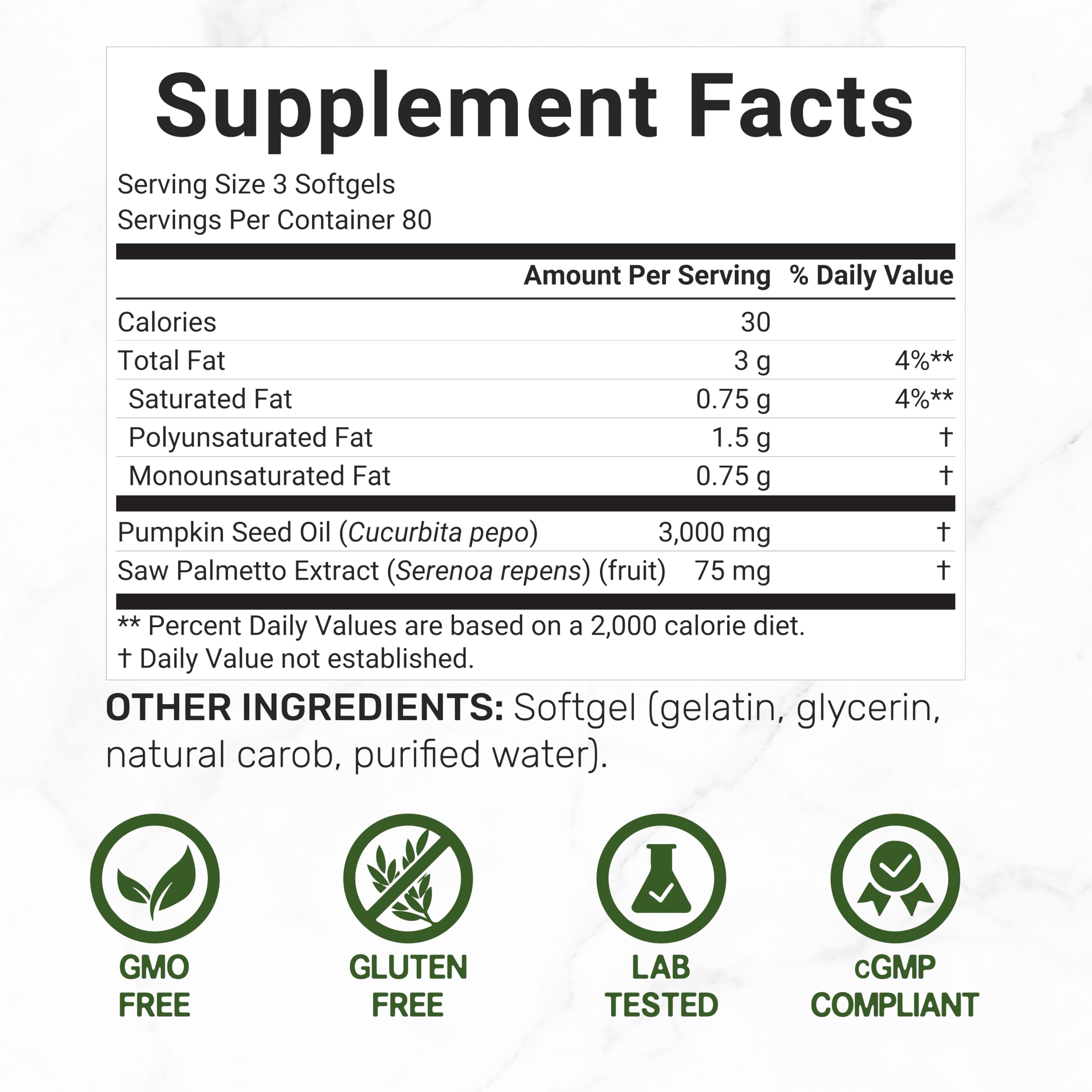 Pumpkin Seed Oil 3,000mg with Saw Palmetto, 240 Softgels – Cold Pressed Extract with Virgin Oil – Supports Prostate Health & Normal Urinary Frequency – DHT Blocker for Hair Growth – Non-GMO — Amazon image 2