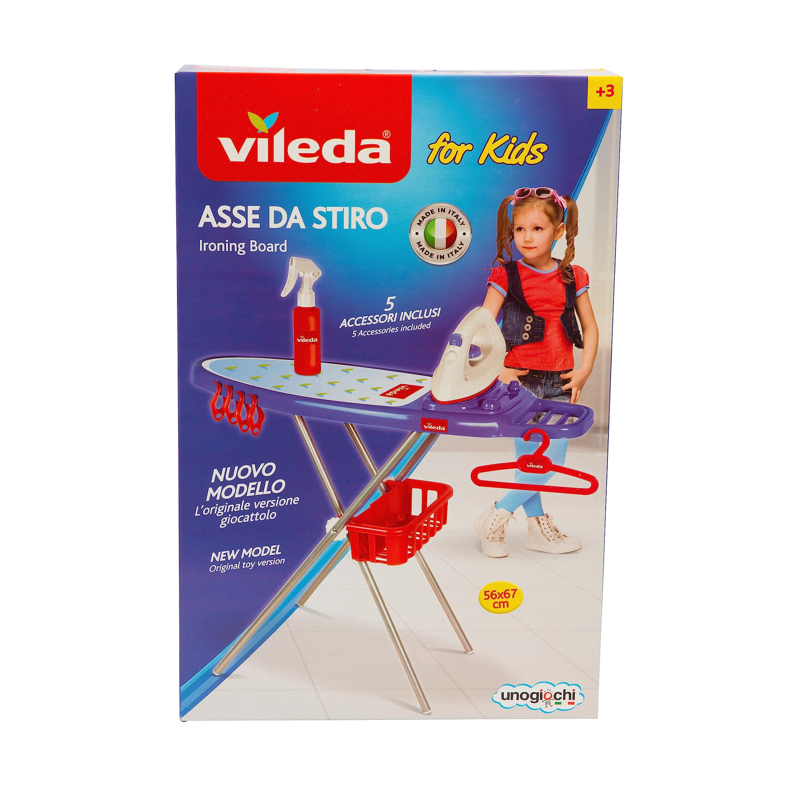 Grandi Giochi - ASSE da Stiro Vileda for Kids, L'Originale Versione Giocattolo con 6 Accessori Inclusi, IAM01300