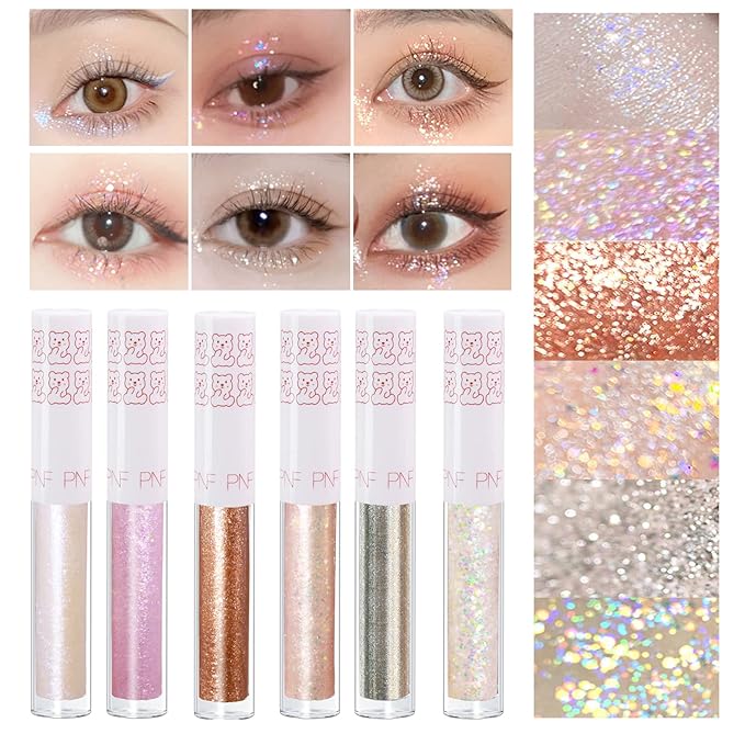 Liquid Glitter Eyeshadow Eyeliner Set, Korean Makeup