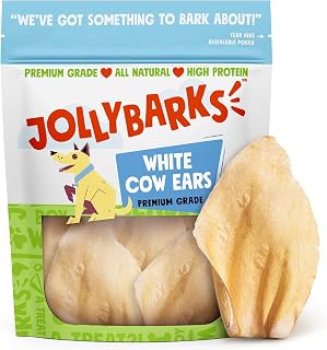 Cow Ears for Dogs - White Whole Cow Ears, All Natural Single Ingredient, High Protein, Pig Ear and Rawhide Alternative Dog Treats - Cow Ears for Small and Large Dogs (12 Pack)