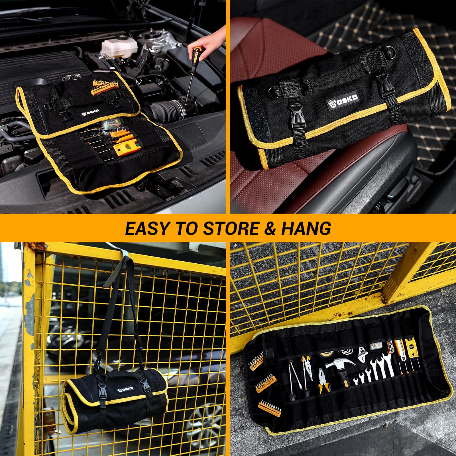 Tool Roll Canvas Leather Bag,Tool Bag Organizer Overlanding Gear